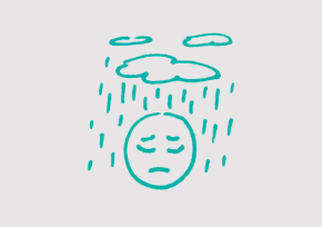a sad face under a rain cloud