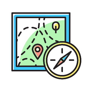 Icon of a map and compass