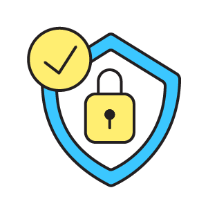 Shield icon with lock and checkmark