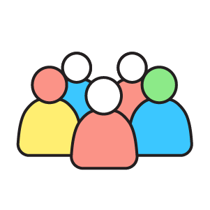 Icon of five stylized people in a group