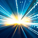 Forward motion blur on a futuristic railroad