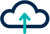 icon: cloud computing, outline of a cloud with an arrow pointing up