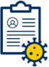 icon: clip board with patient's chart with a COVID-19 icon over the bottom right