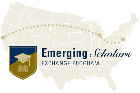 Emerging Scholars Exchange Program graphic with USA faded in background
