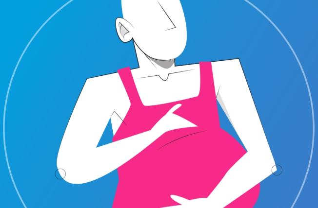 pregnant transgender person holding belly